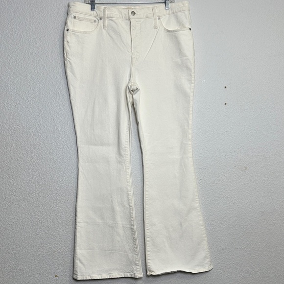 Madewell Flea Market Flare Jeans Size 33 High Rise Wide Leg Cream Festival Boho - Picture 2 of 16